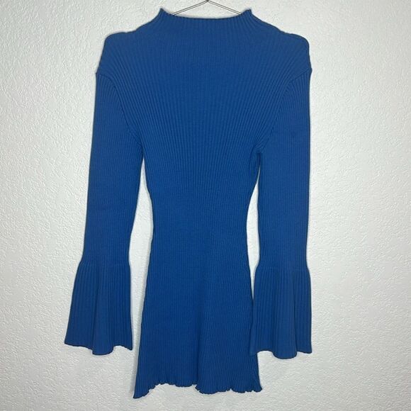 Sablyn Evangeline Bell-Sleeve Knit Mini Dress Blue Medium - Picture 6 of 12